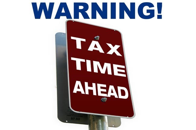 Warning Tax Time Ahead! close up